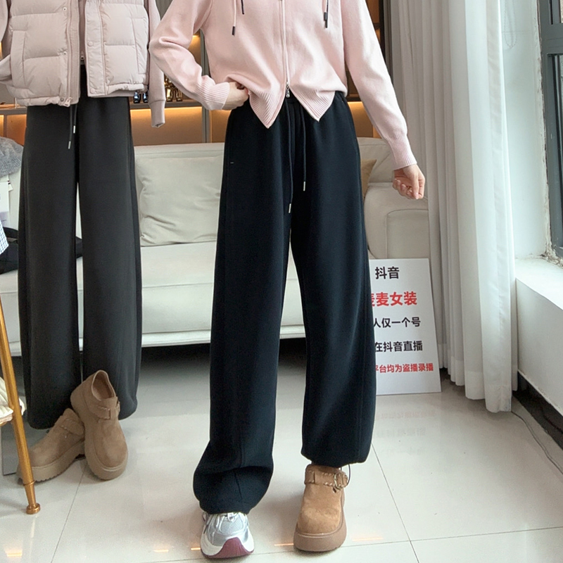 9007弯刀运动裤女秋季新款2025年宽松卫裤直筒休闲阔腿束脚长裤子