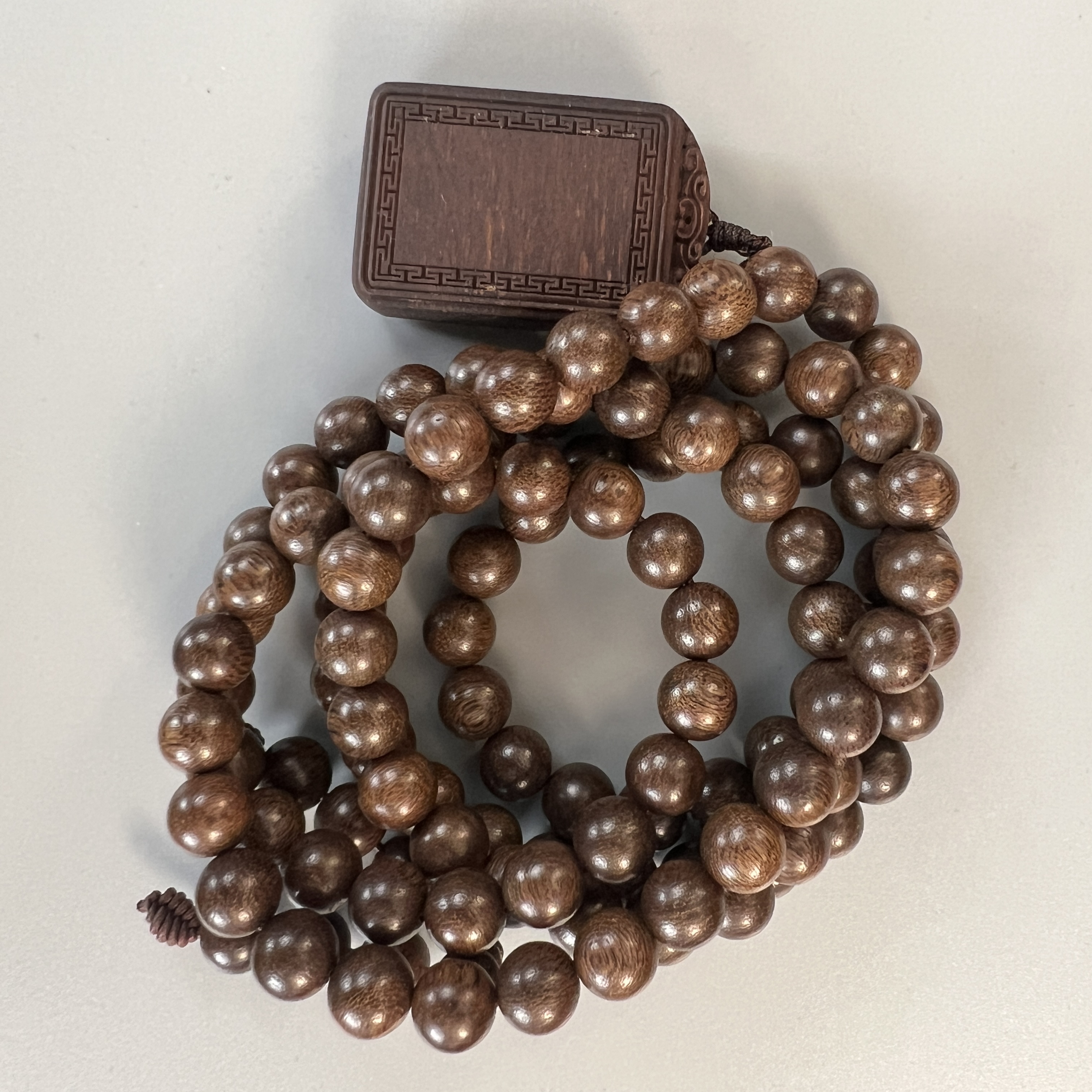 Z-170【文莱黑油软丝水沉】沉香多圈吊坠约8mm-38x25mm、52.4g