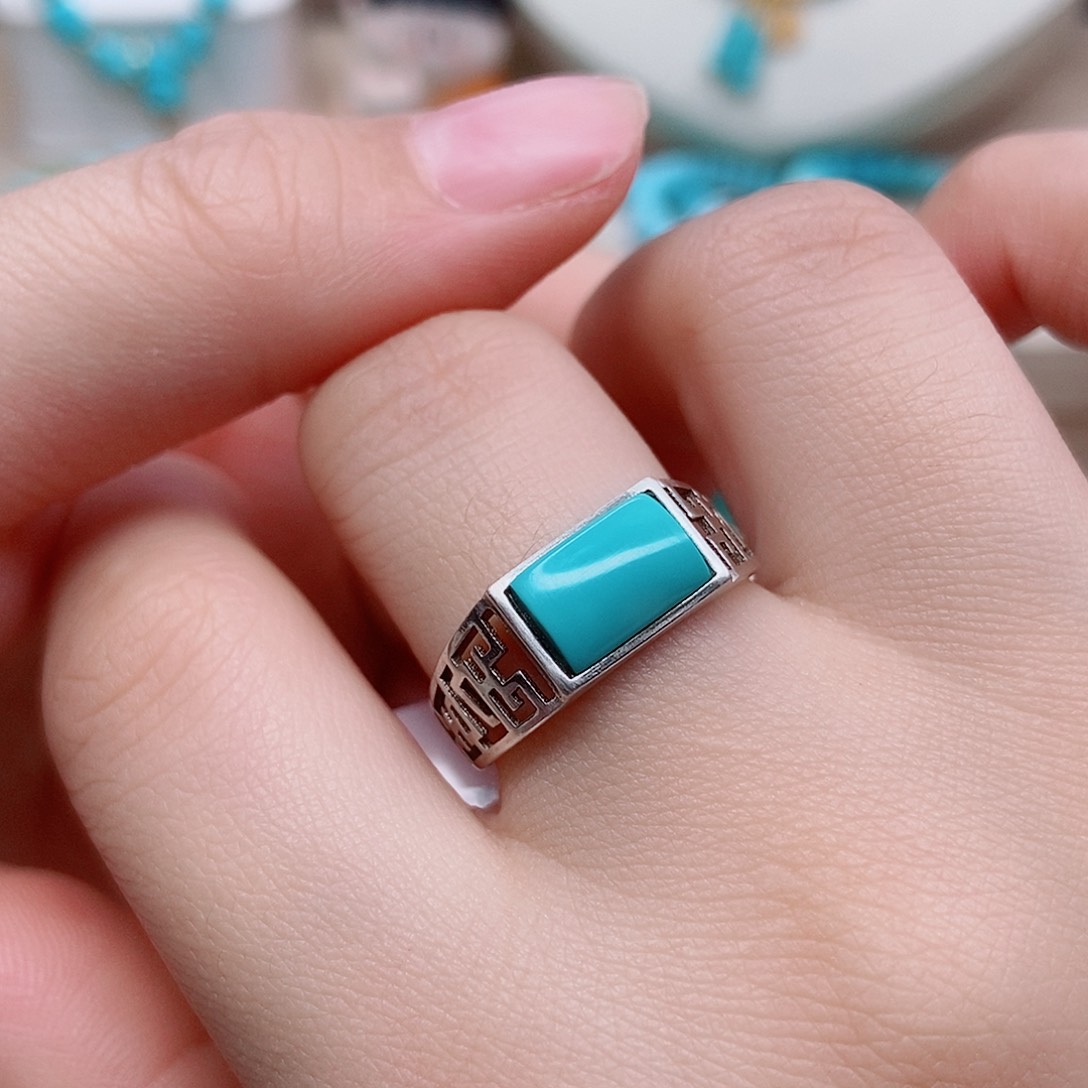 绿松石戒指银S925镶嵌