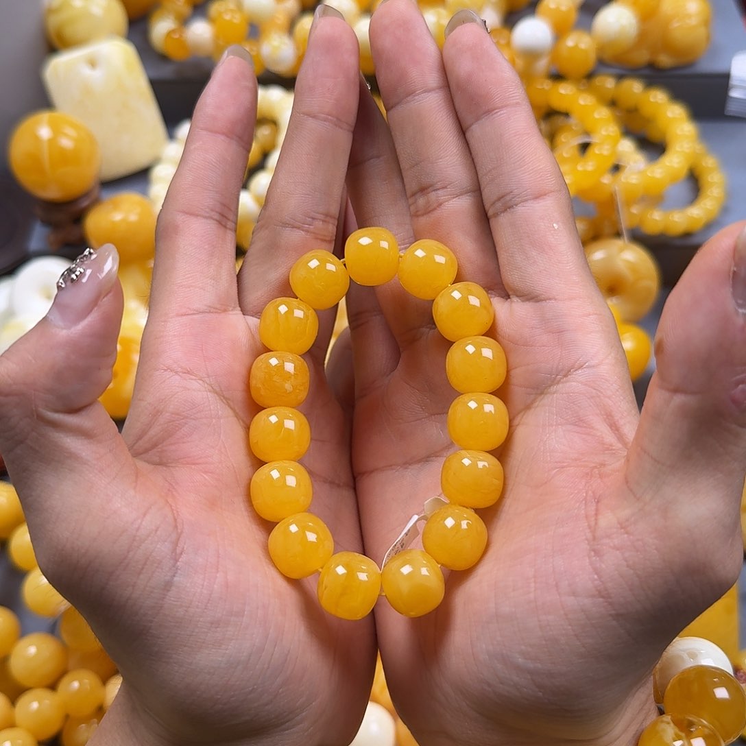 琥珀珠宝奇石未镶嵌同料14mm