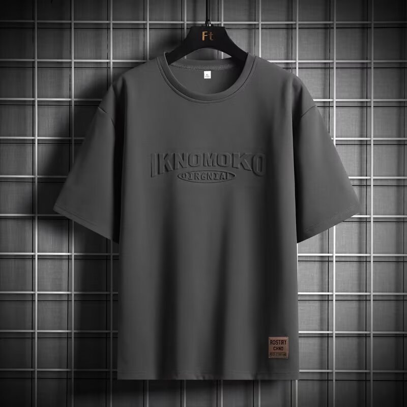 短袖t恤男五分中袖冰丝夏季新款韩版大码青少年打底衫男士上衣ins