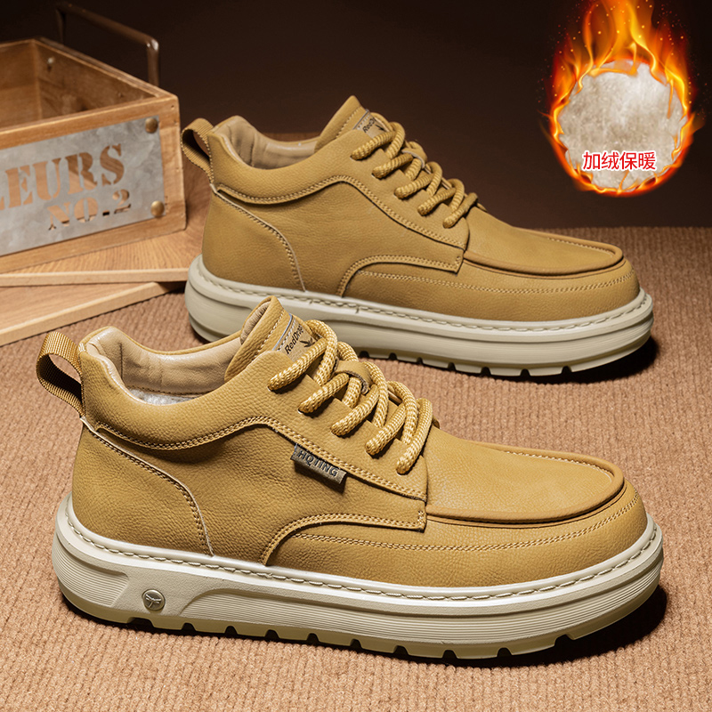 红蜻蜓男鞋冬季加绒增高百搭棉鞋休闲鞋子男爆款中帮男鞋