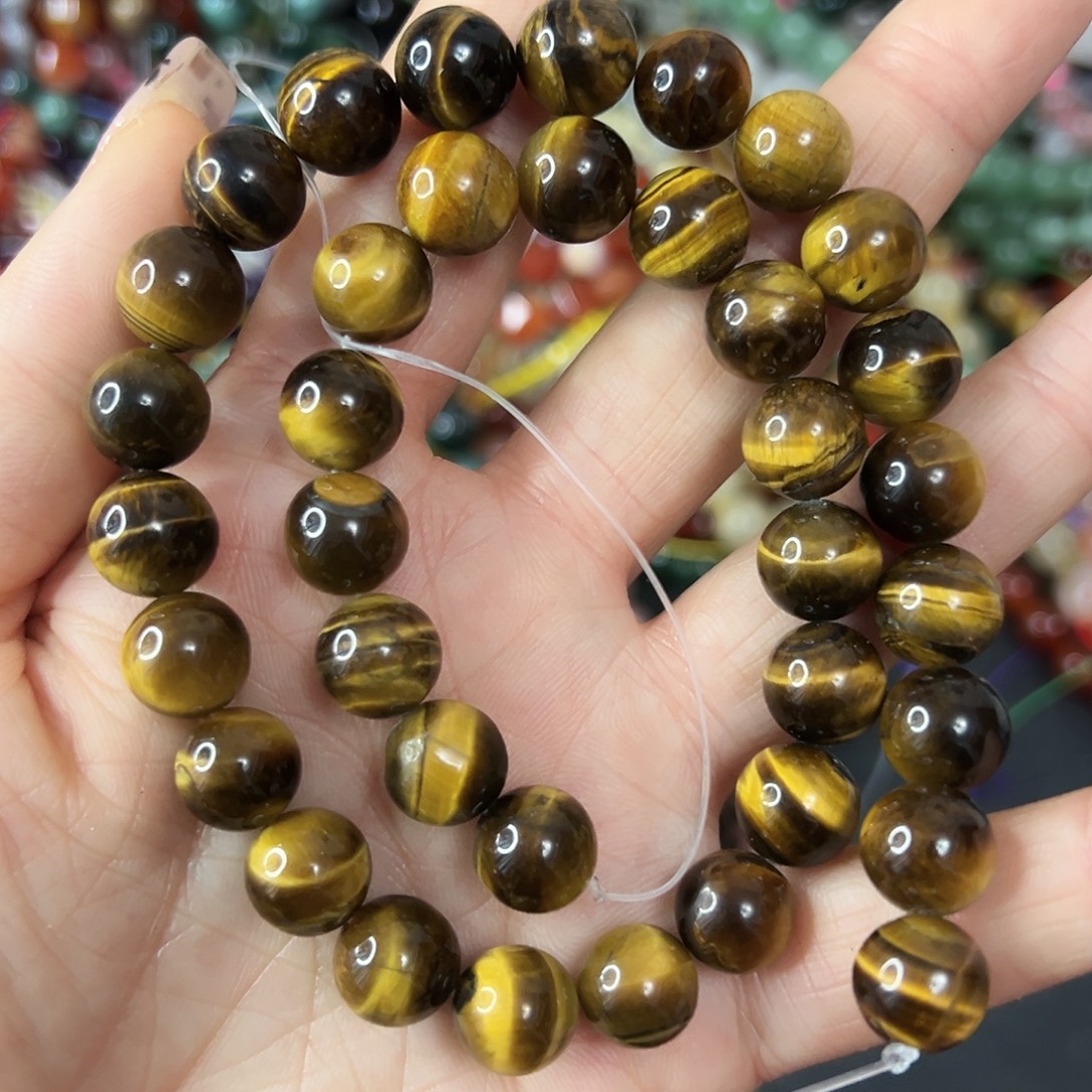 玛瑙/玉髓未镶嵌珠宝半成品，卡10黄虎眼一条