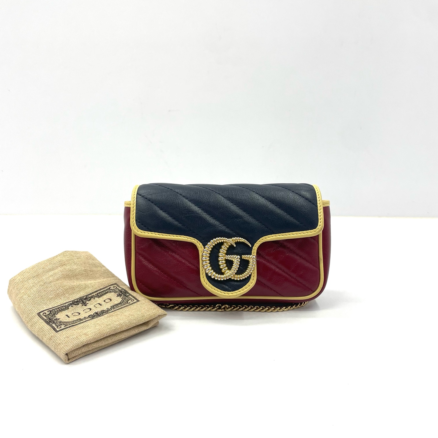 95新 GUCCI/古驰 98新 GUCCI古驰 GG Marmont 拼色马蒙mini 包
