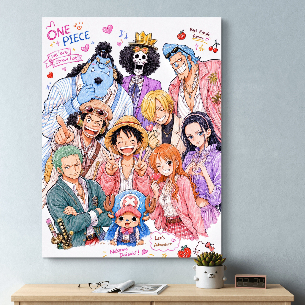 新疆长绒棉布，海贼王全家福150×115大格79色十字绣