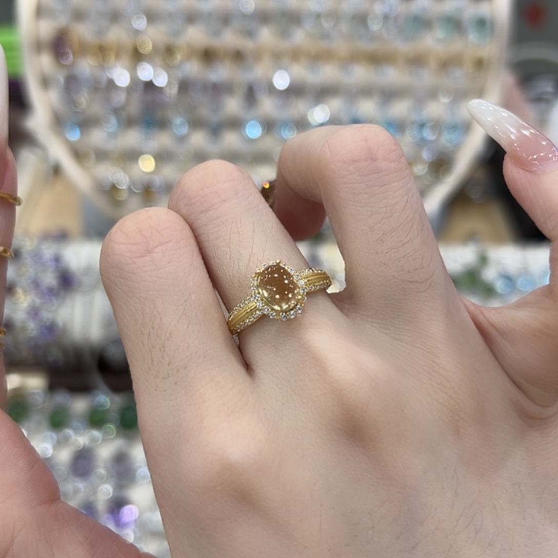 戒指银S925镶嵌黄晶