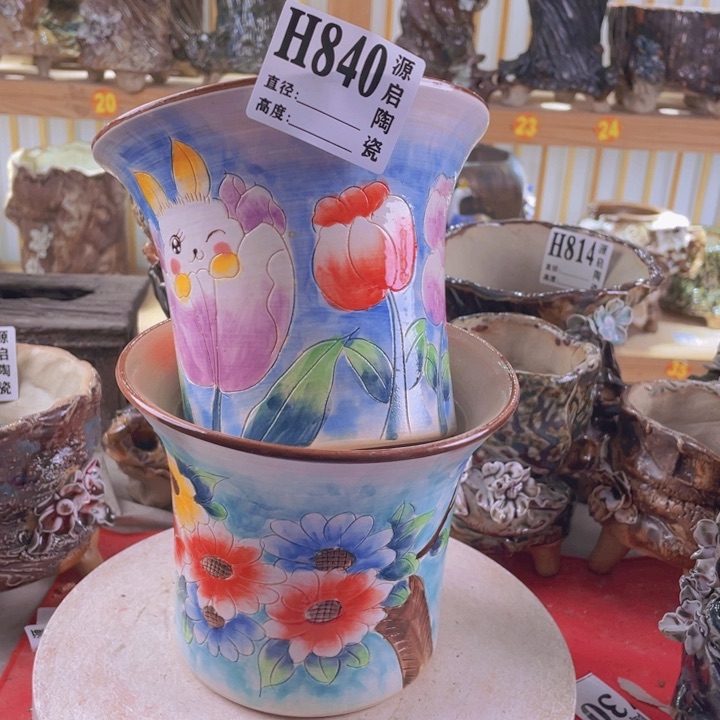 紫砂花盆景德镇陶瓷840