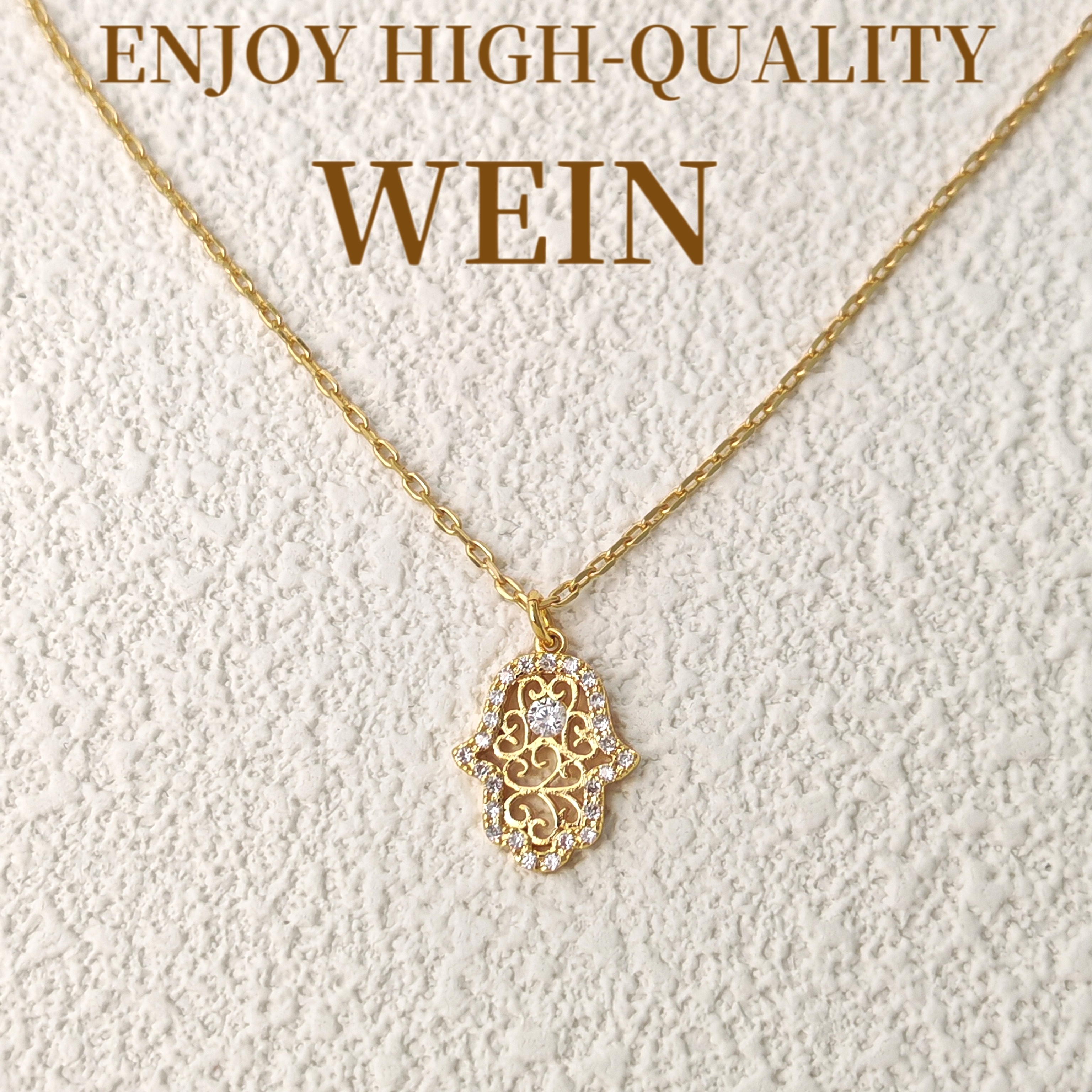 WEIN 铜合金项链 「法蒂玛之手」精致优雅素款镶嵌满钻轻奢气质时尚