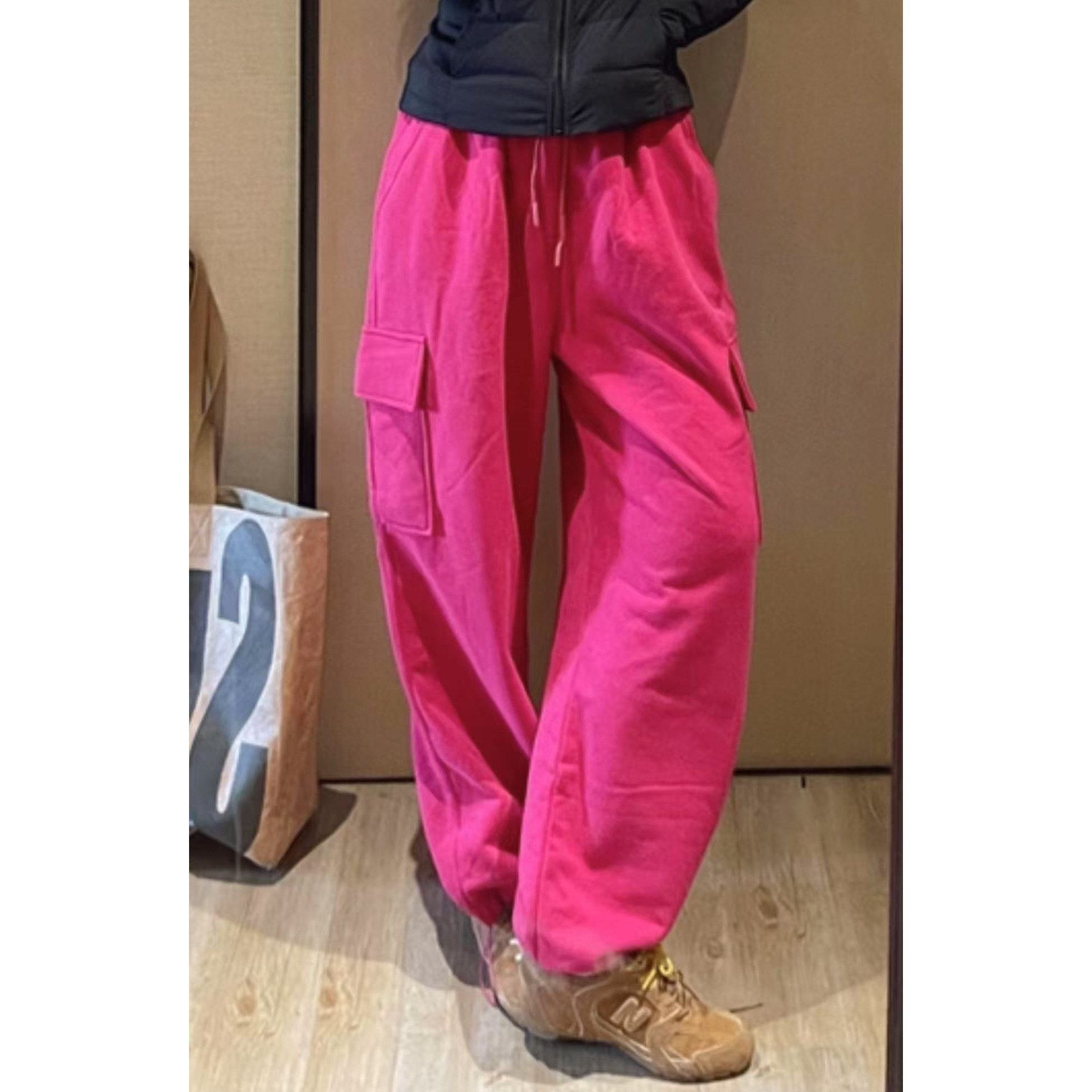工装风毛圈棉宽松百搭抽绳卫裤时尚立体大口袋舒适休闲裤潮819