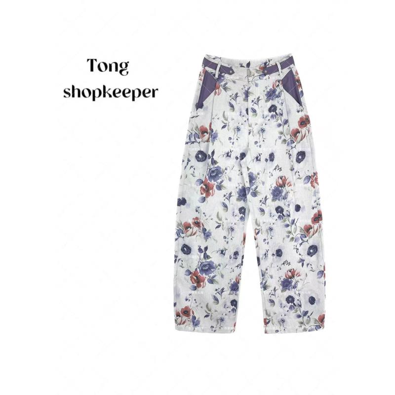 TT-QJ/彤掌柜1682011 夏款静奢风定制提花腰带设计拼色秀款休闲裤