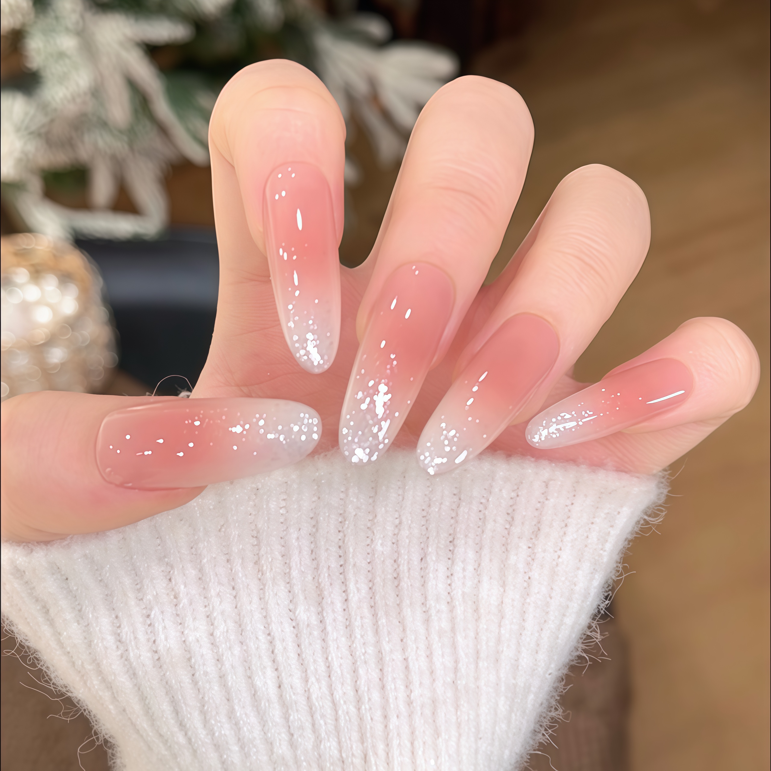 【冬礼云眠】Kull·库姥姥轻奢纯手工乳白渐变爆闪秋冬显白穿戴美甲