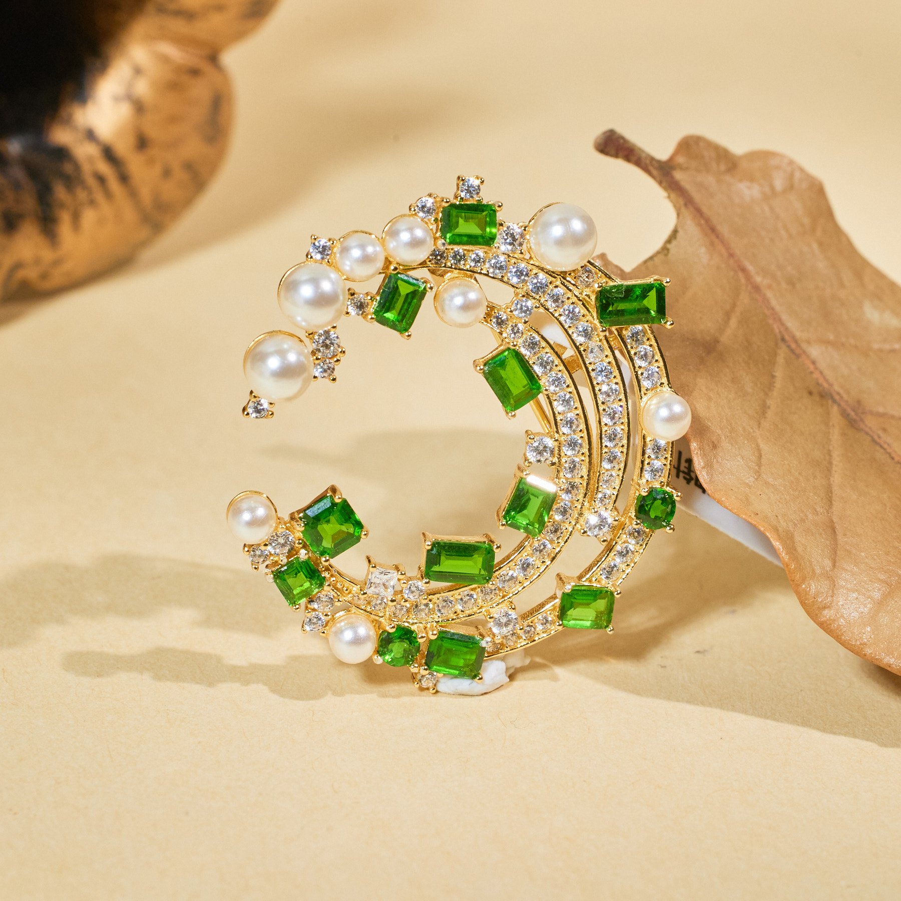 【玉峰珠宝丨安娜严选】透辉石胸针S925银【N5359】多样性发一