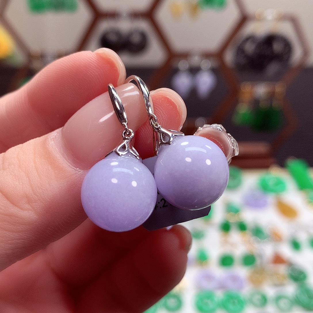 翡翠耳饰18K金镶嵌天然翡翠