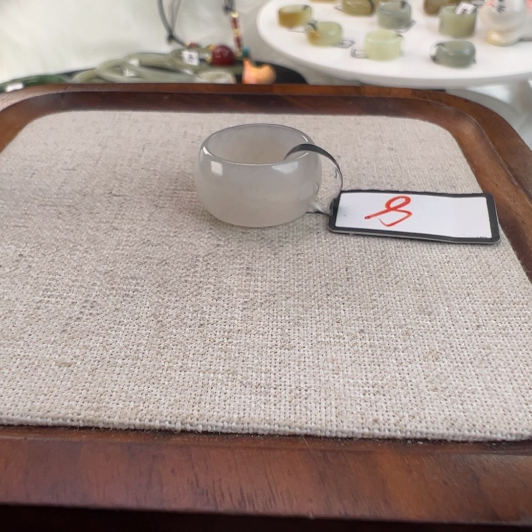 和田玉未镶嵌戒指w107冰灰墩墩15.0不退换