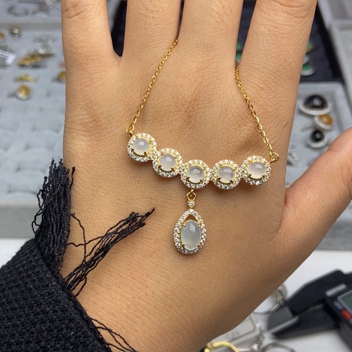 翡翠颈饰银S925镶嵌项链