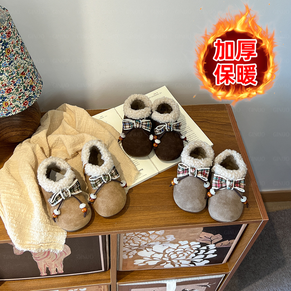 奇诺鼠冬季上新幼儿儿童女童短靴软底学步鞋百搭加绒靴子0956m