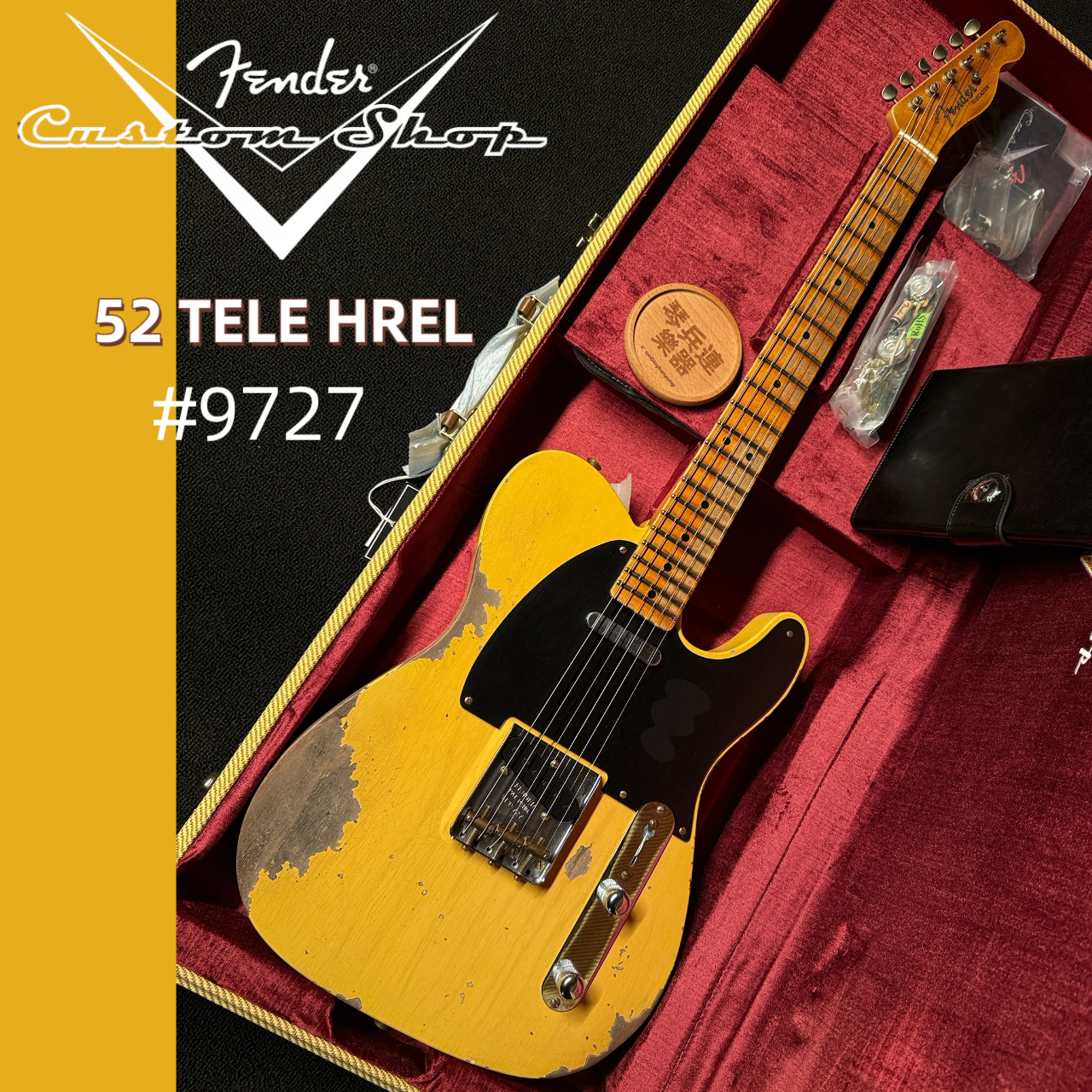 Fender Custom shop 52TELE HREL奶油黄重度做旧Tele52电吉他