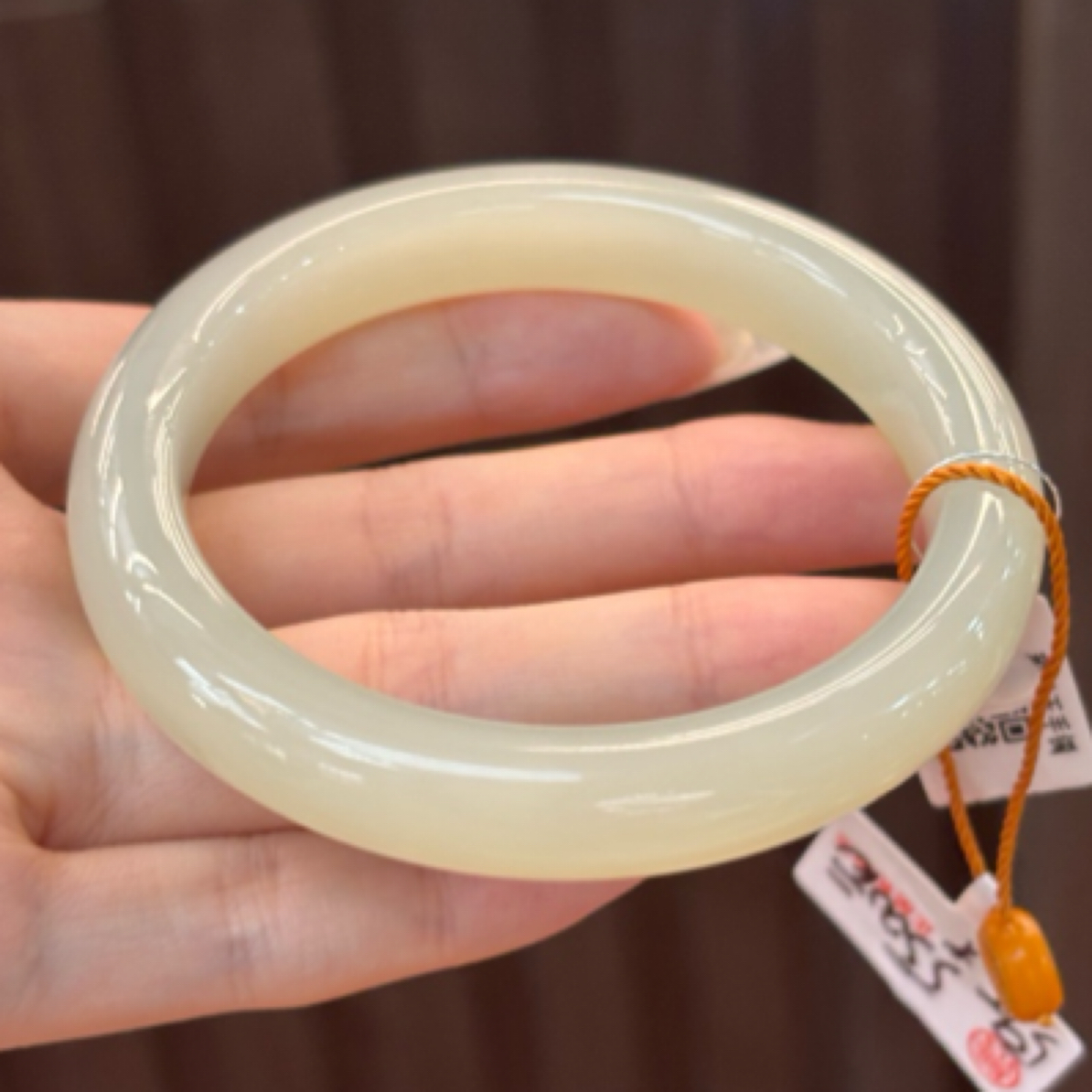 07101MH和田玉青海料晴水手镯约59.5圈口