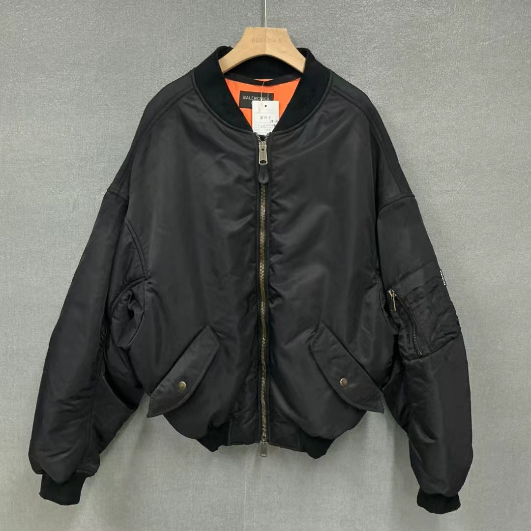 99新 Balenciaga/巴黎世家 落肩飞行员尼龙棉服夹克外套/xxs码