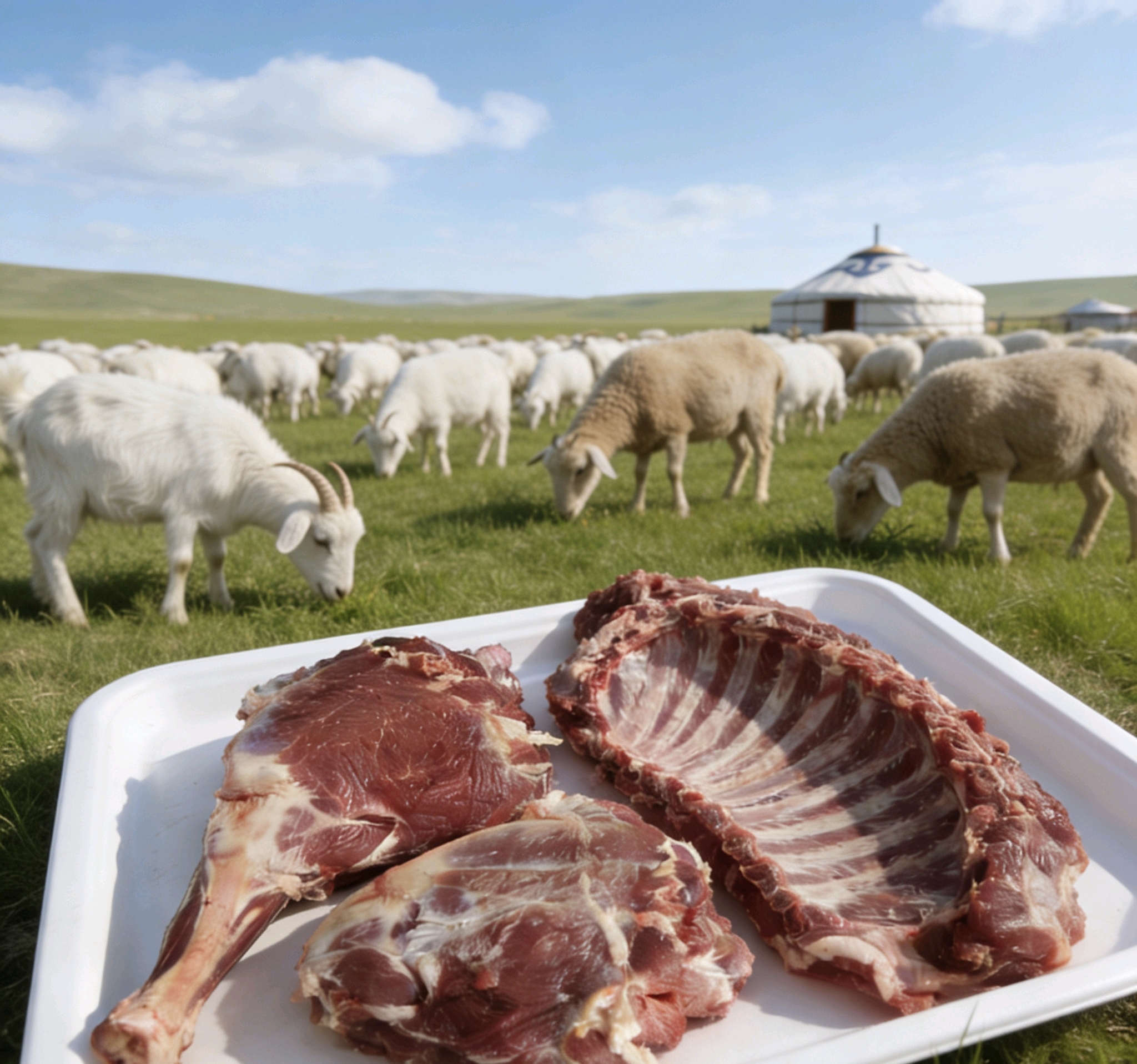 内蒙草原溜达羊10 斤腿排羊蝎子送一韭菜花当天现嘎
