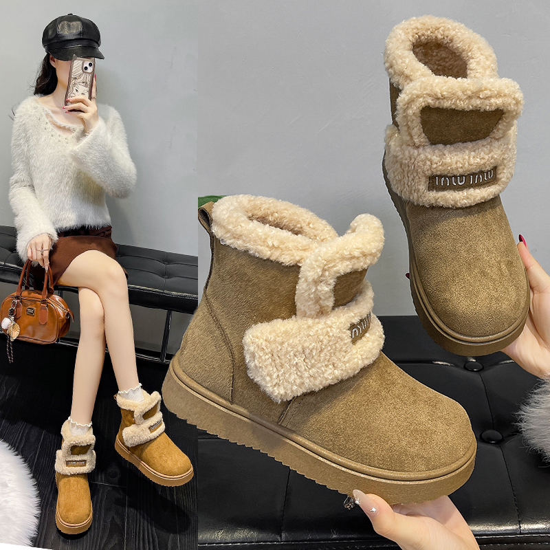 雪地靴女冬季时尚厚底保暖加绒秋冬雪地靴女款爆款雪地靴中筒