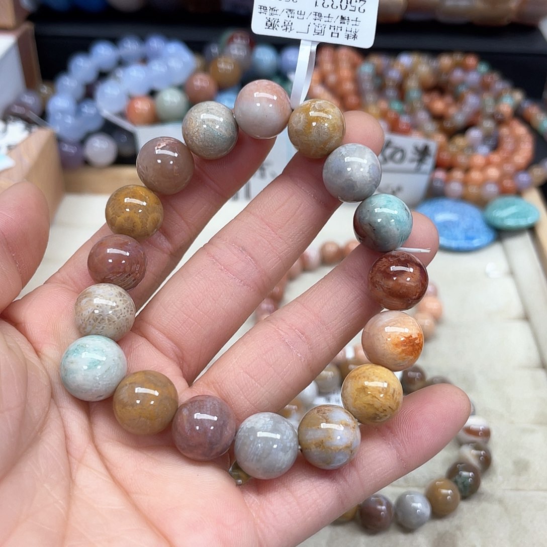 硅化珊瑚（珊瑚玉）未镶嵌手串呱**唧201