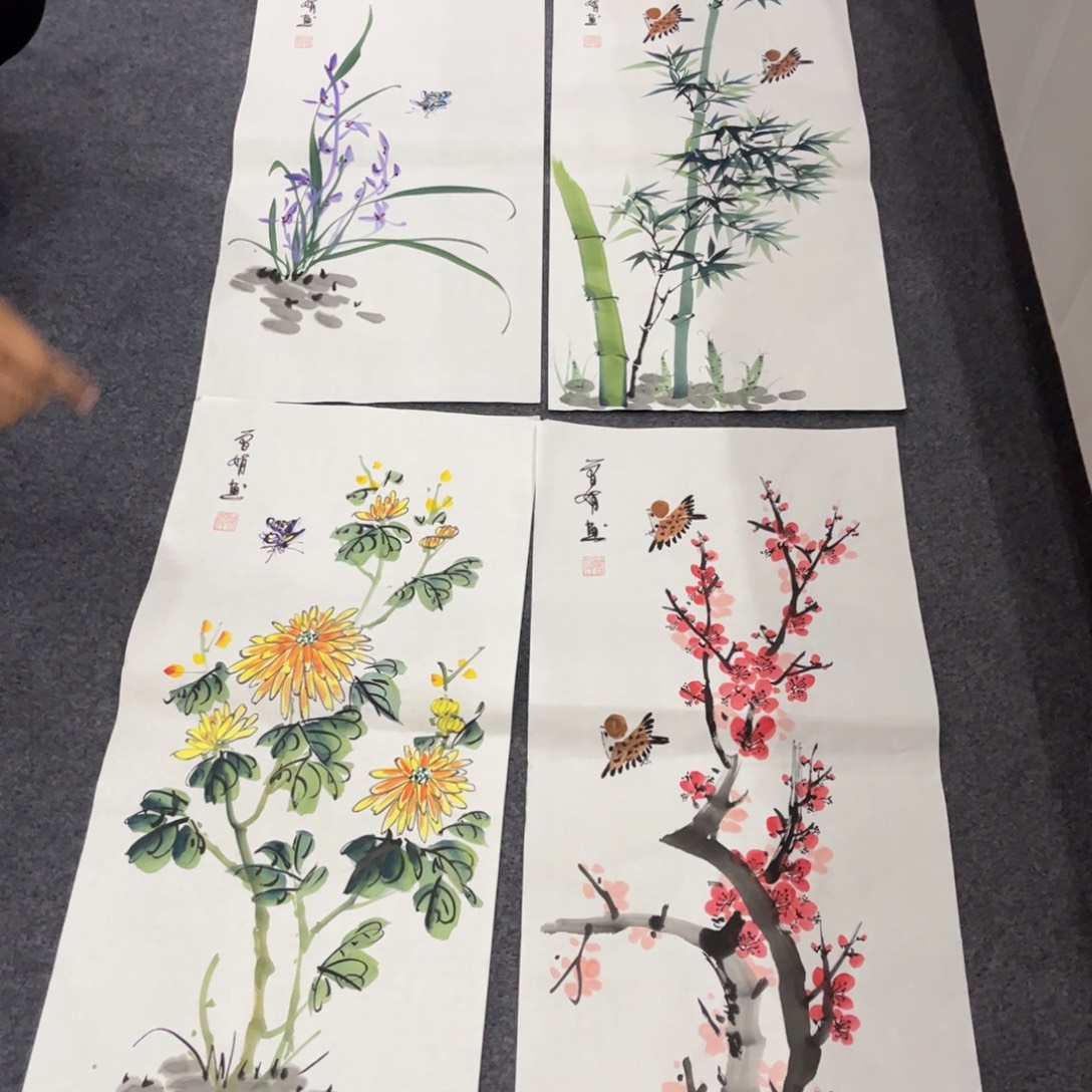 国画LT精品国画作品四条屏