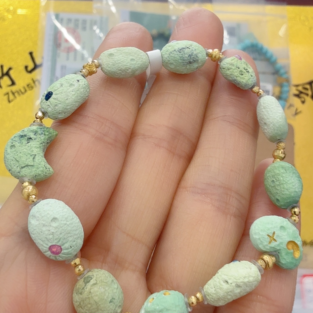 绿松石18K金镶嵌珠宝奇石