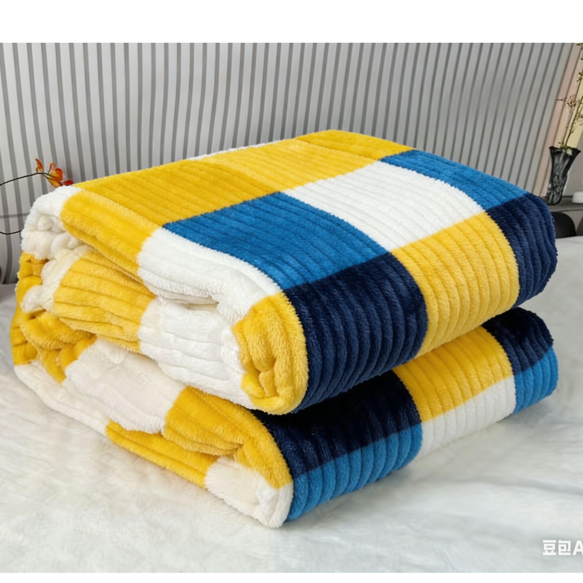 【冬季新款】大气款蓝宝格盖被双层加厚复合被子双人多功能可铺可盖