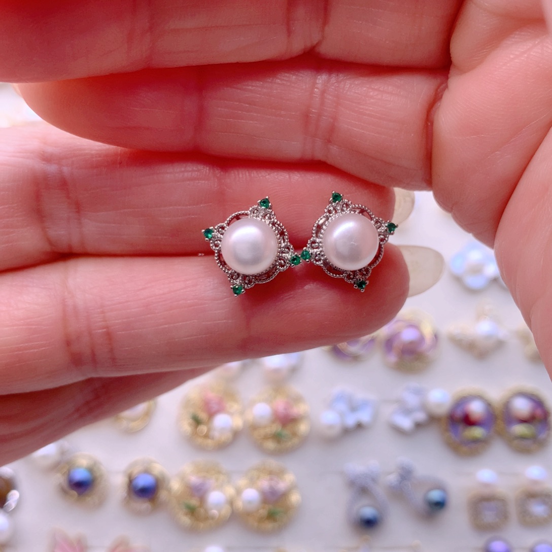 合金淡水珍珠耳饰