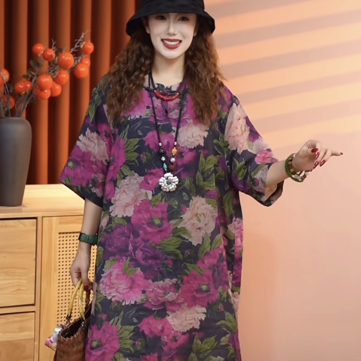 【“紫气东来”】2025新款休闲百搭一字扣苎麻中长款女上衣70237