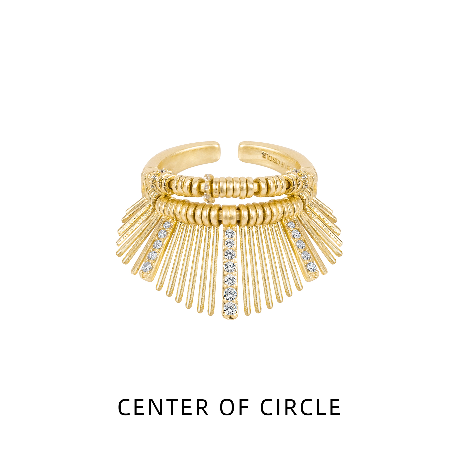 铜合金锆石戒指 COC圆心-鎏金岁月系列-轻奢灵动戒指