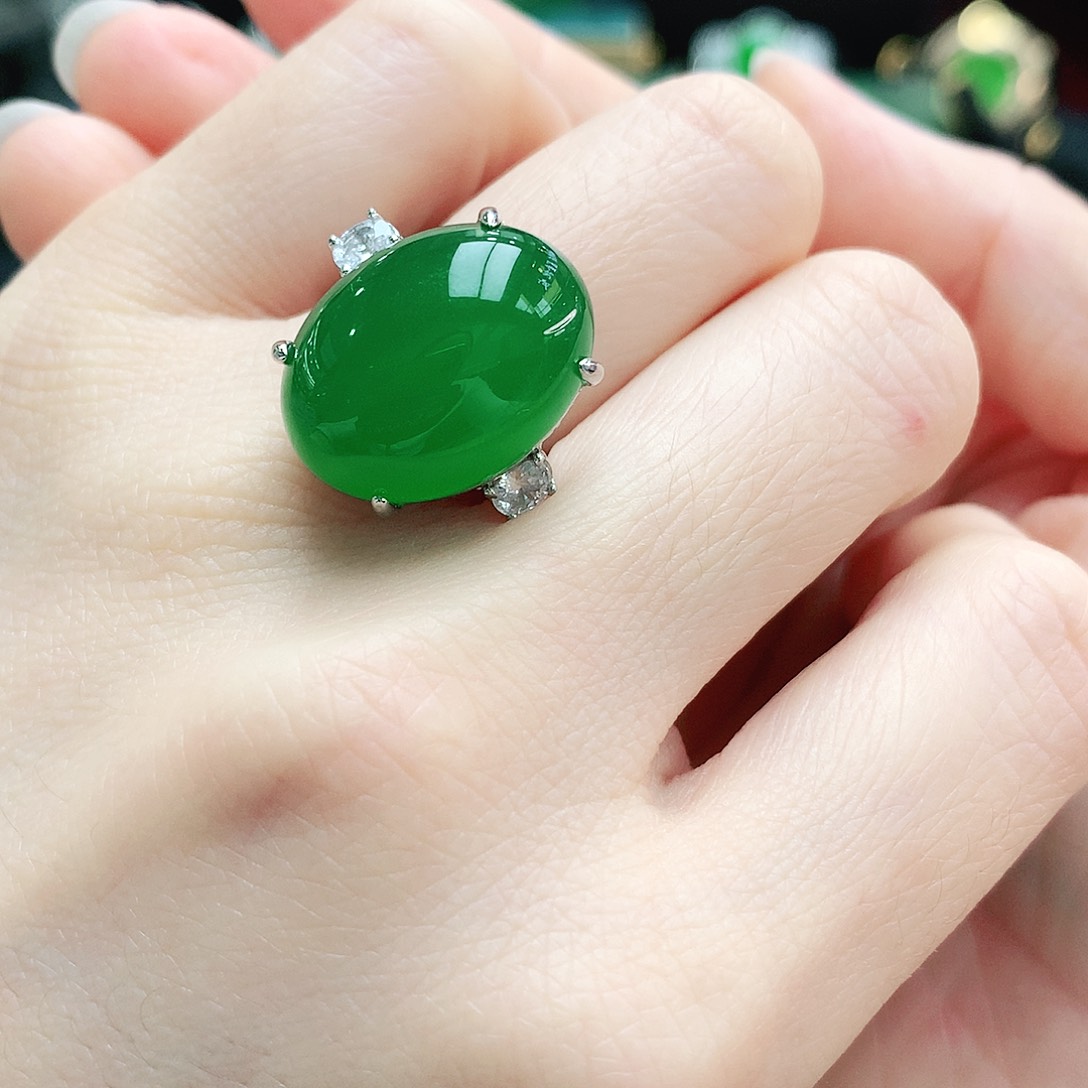 玛瑙/玉髓戒指银S925镶嵌