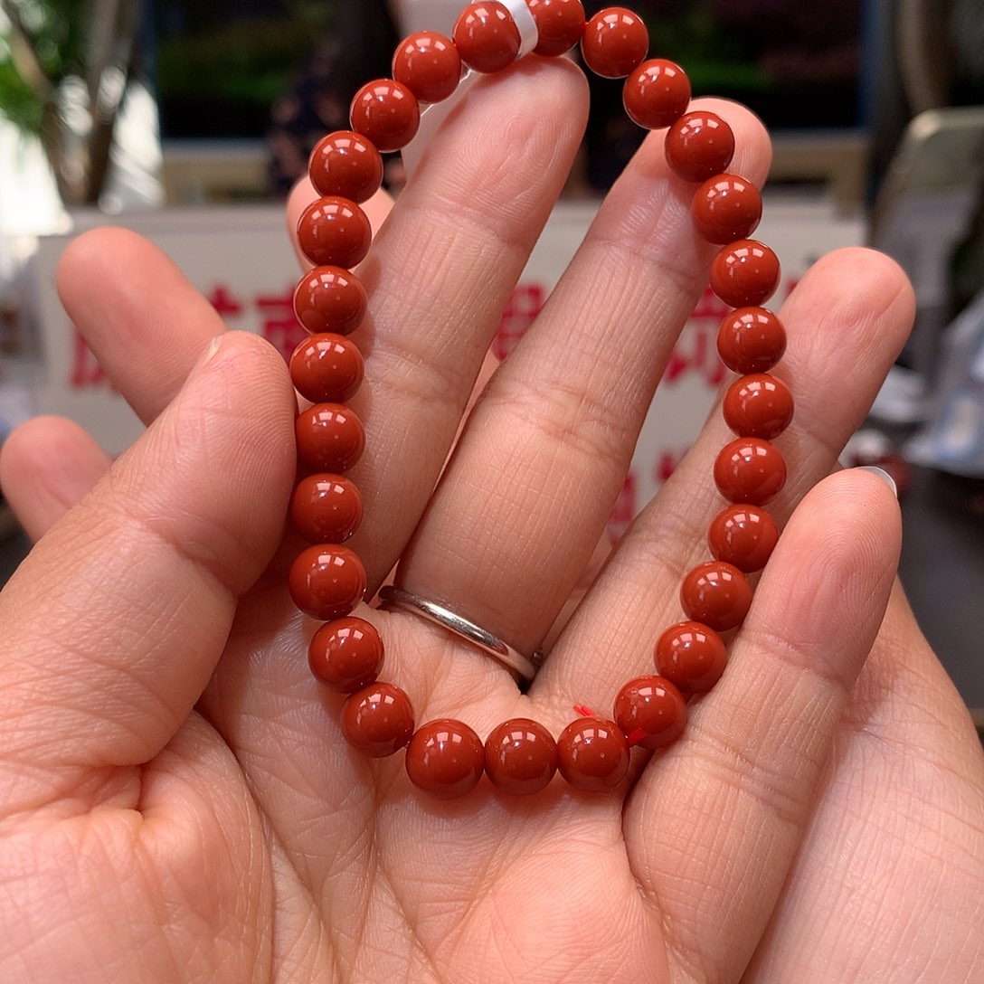 南红玛瑙7mm啊东寨柿子红手串未镶嵌