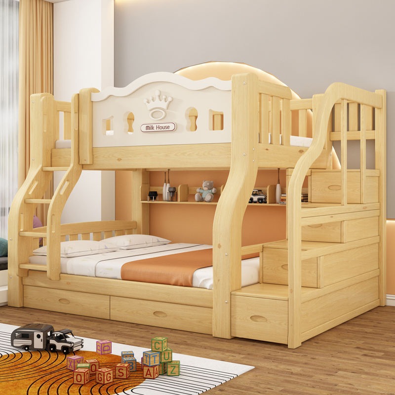 实木简约子母床双层床两层床上下床铺上下床高低儿童床成人学生床