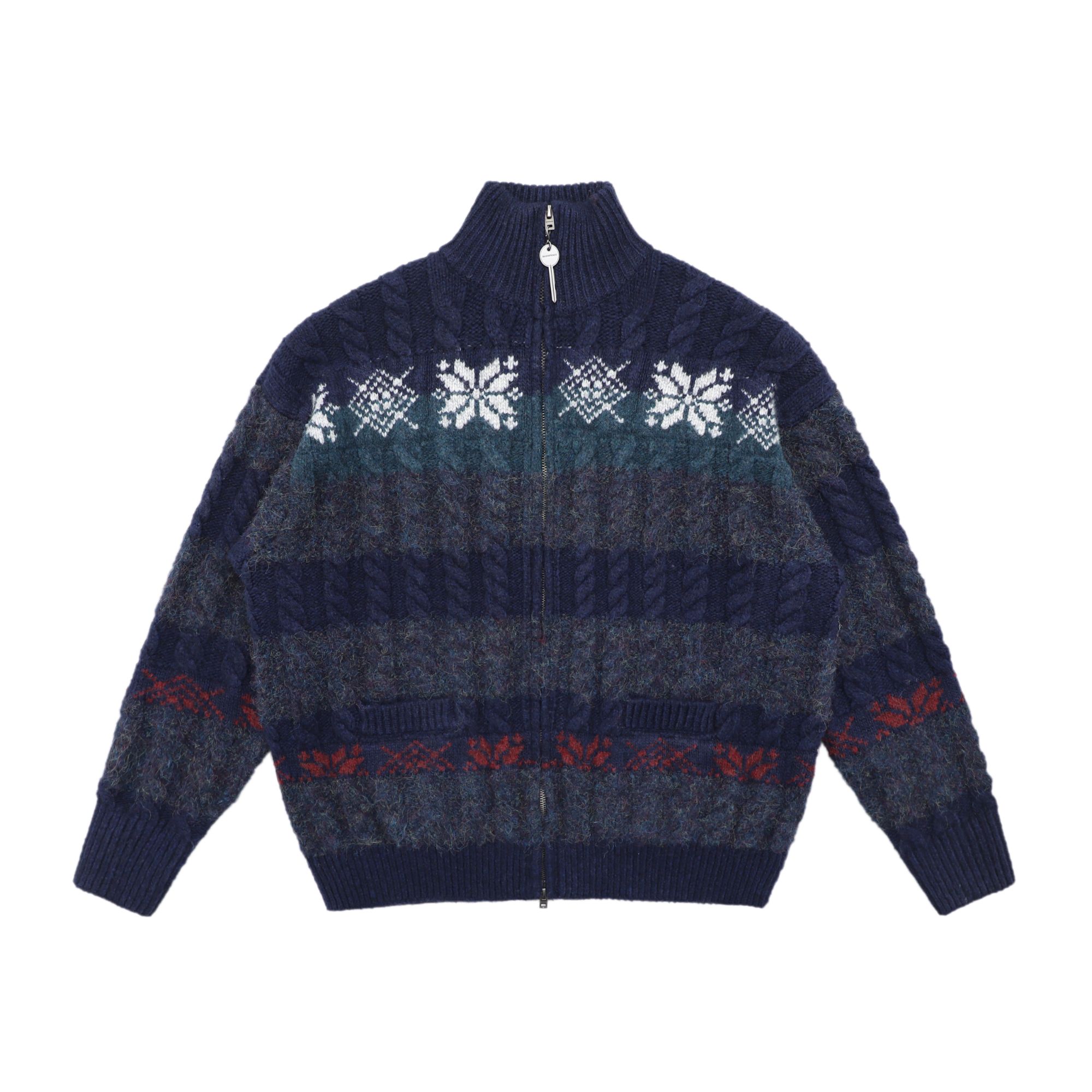 MASONPRINCE 冰岛雪花条纹毛衣双版本开衫