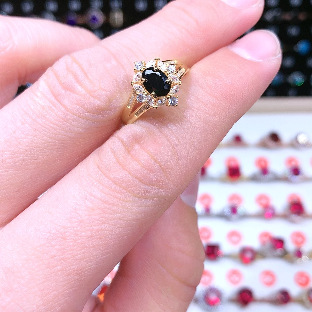 蓝宝石戒指银S925镶嵌