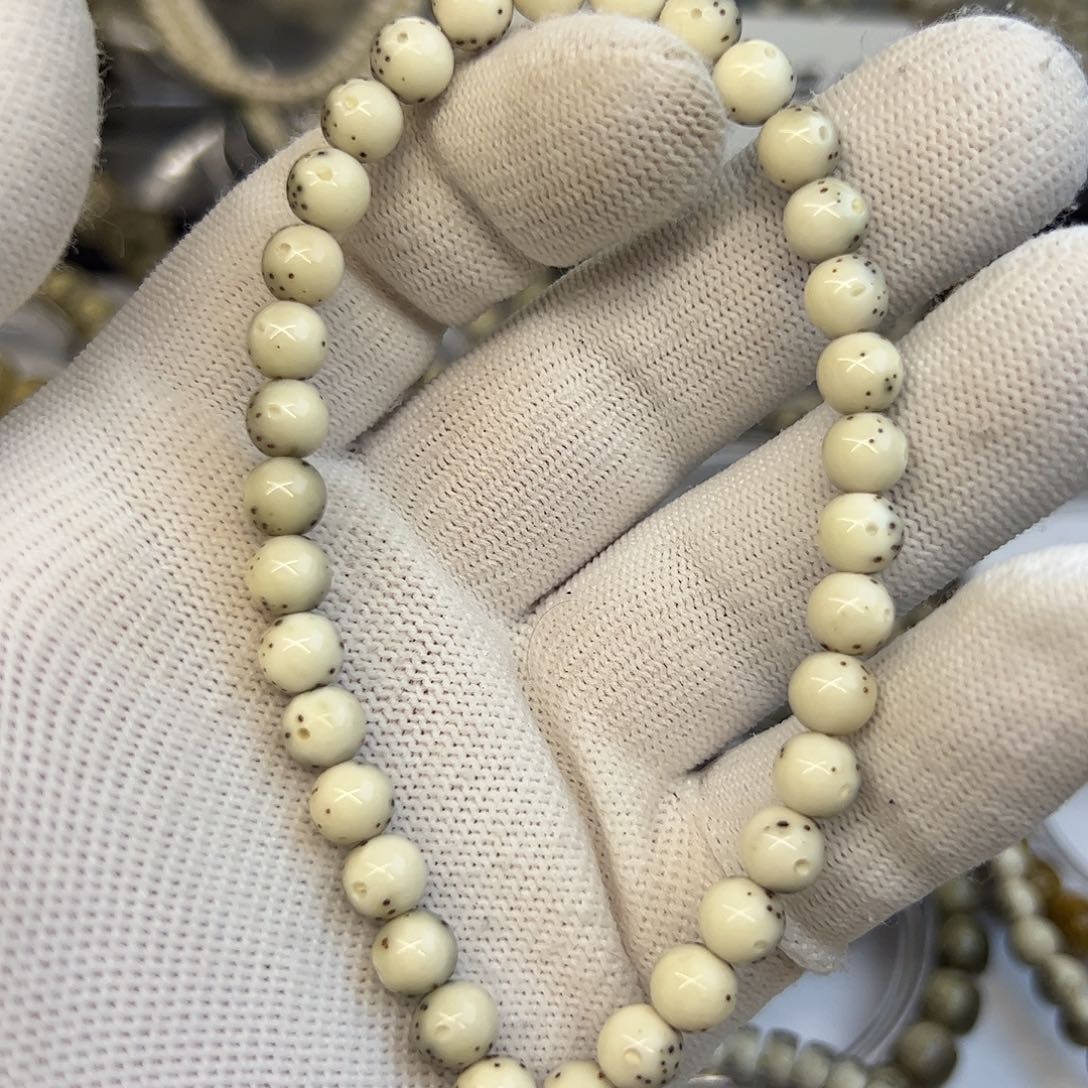 星月菩提手串骨瓷白半壁留白7✖️7