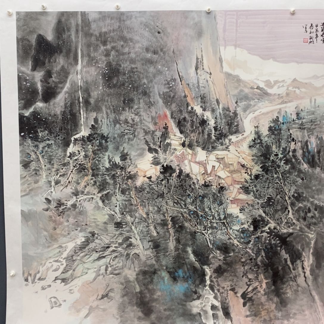 国画国画山水大斗方   