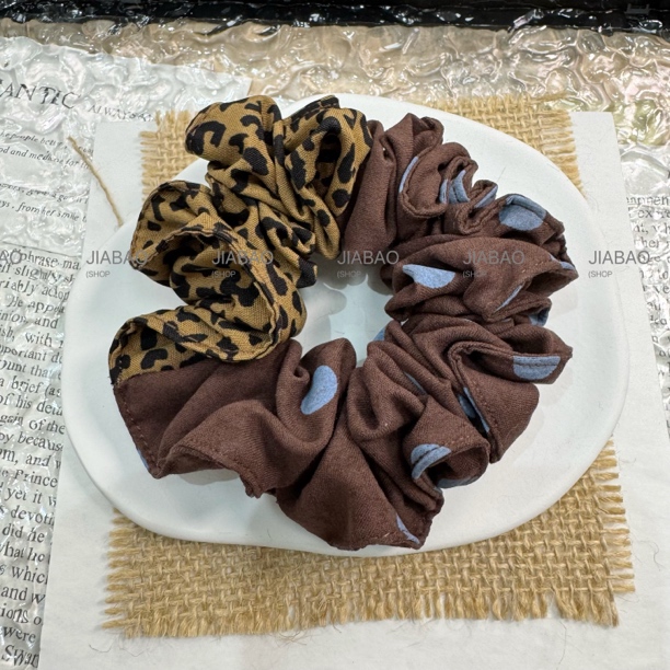 新款高级感豹纹布艺大肠发圈少女扎发时尚发饰