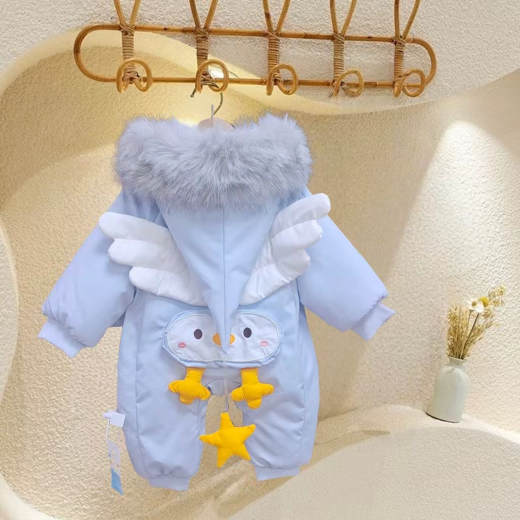 冬季新款婴幼儿时尚可爱卡通保暖加厚哈衣宝宝休闲甜美连体衣D16