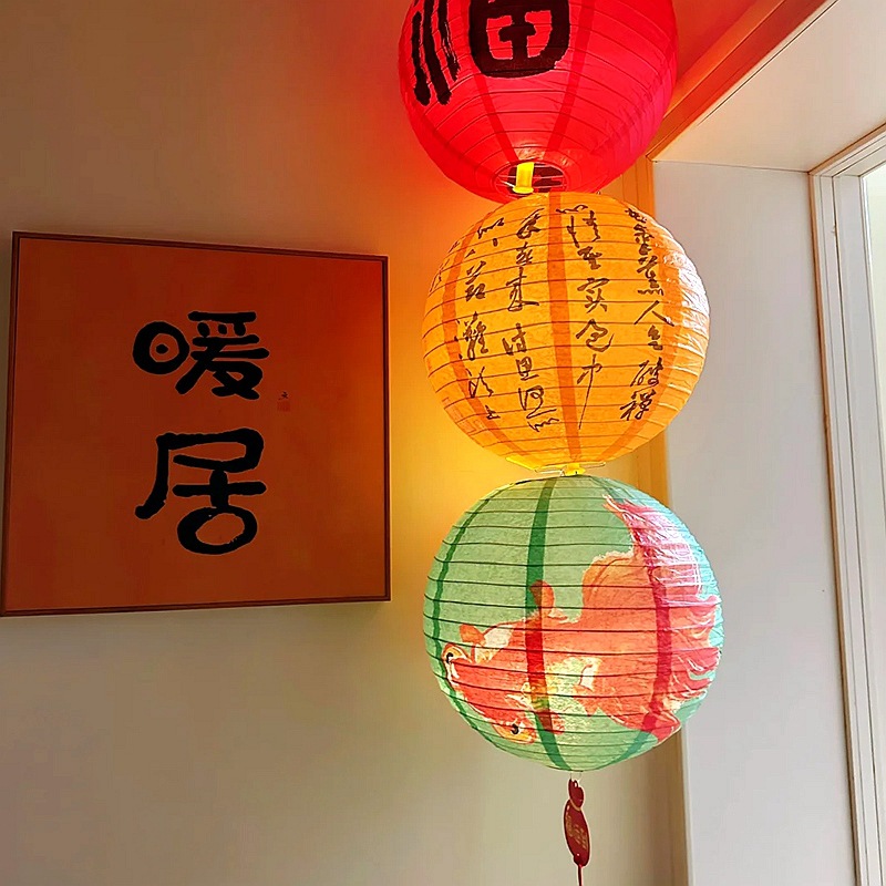 厂家批发纸灯笼元宵春节折叠手工圆形纸灯笼婚庆喜庆用品装饰