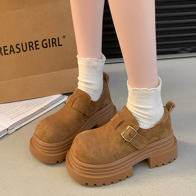 【单里】6CM增高勃肯一字扣厚底 舒适女鞋2025春季新款时尚复古休闲
