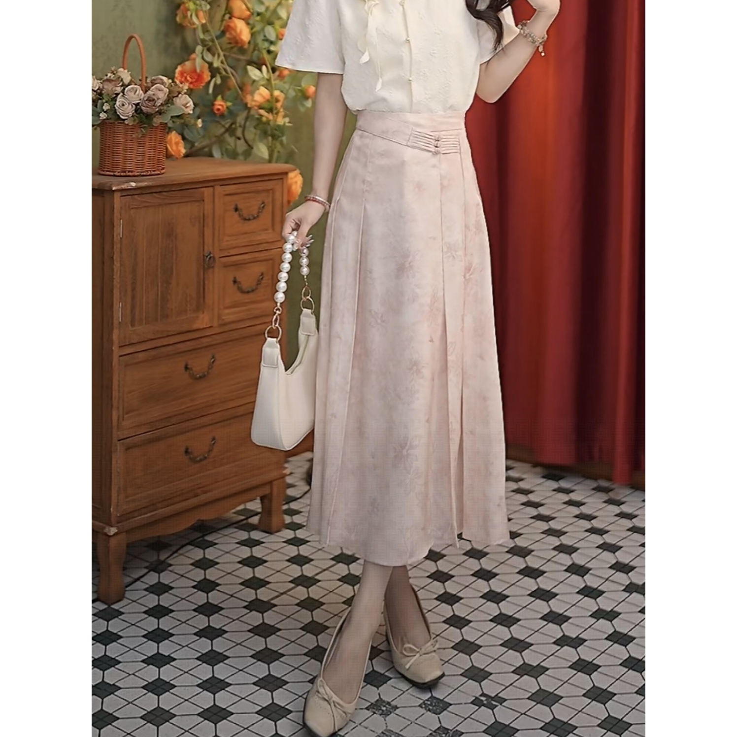 张嘉圆  25年新款百搭气质高腰显瘦时尚半身裙#4668