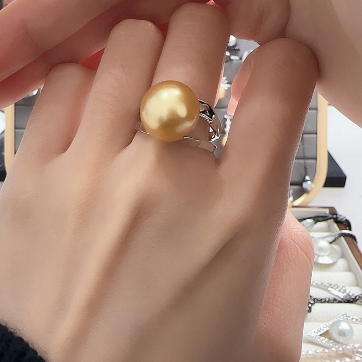 海水珍珠戒指银S925镶嵌