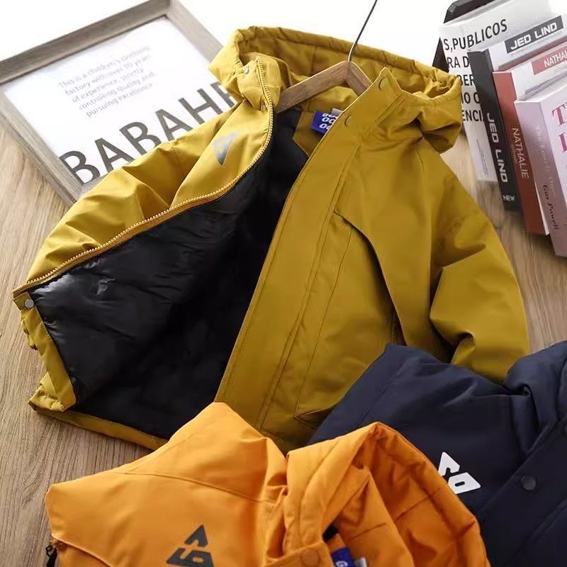 【加厚冲锋衣】2025冬季儿童棉服工装派克男女童加厚连帽宝宝外套潮