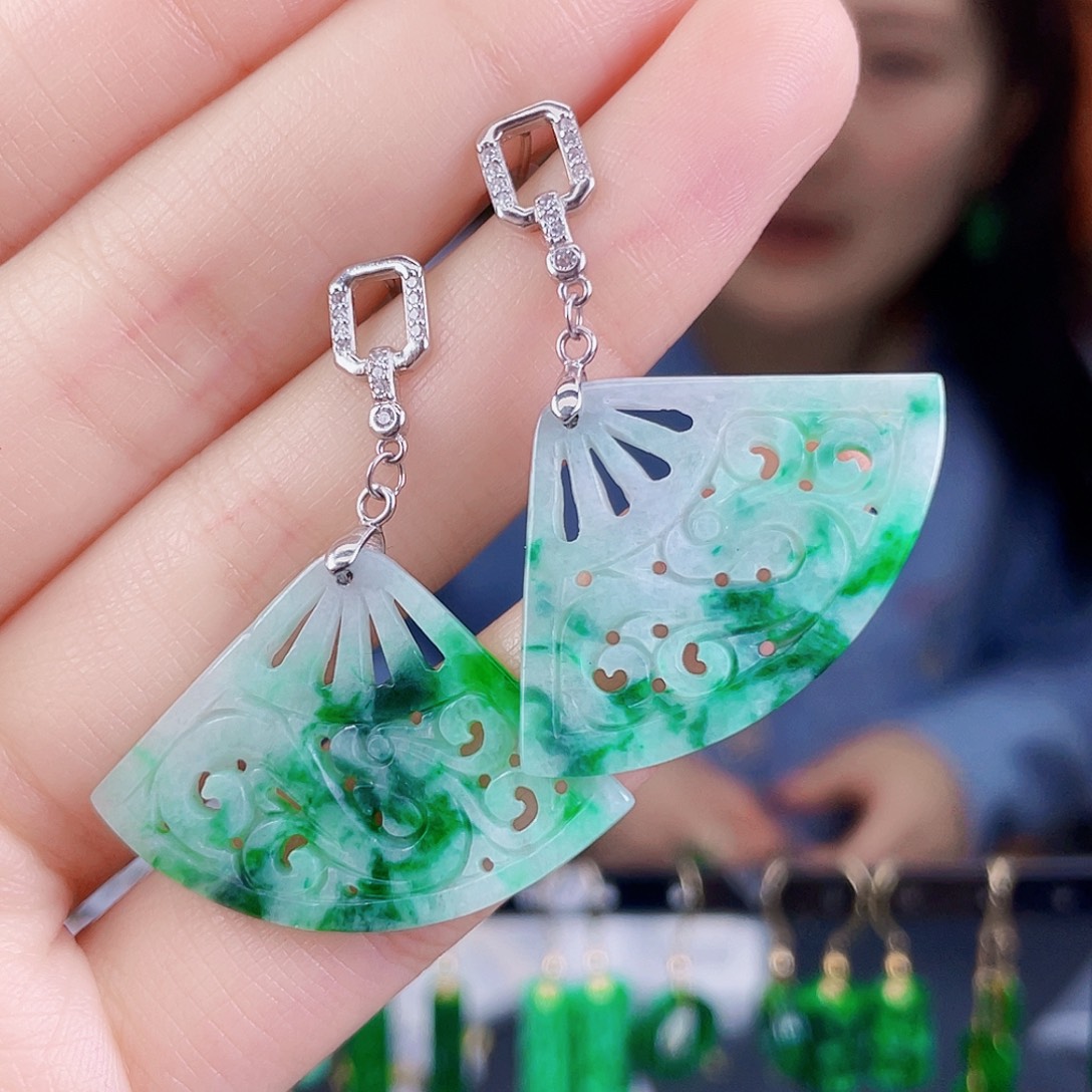 翡翠银S925镶嵌耳饰