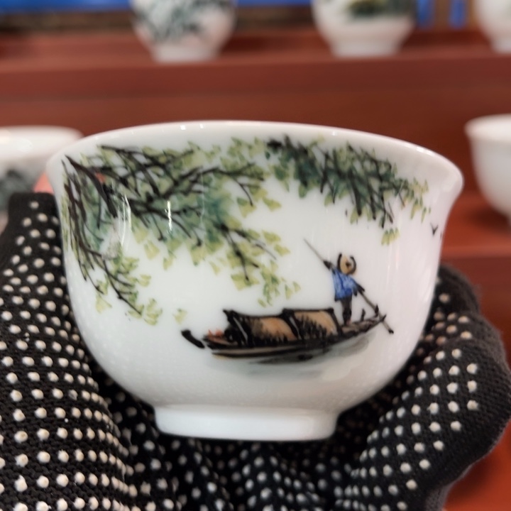 陶瓷醴陵手绘釉下五彩作品杯