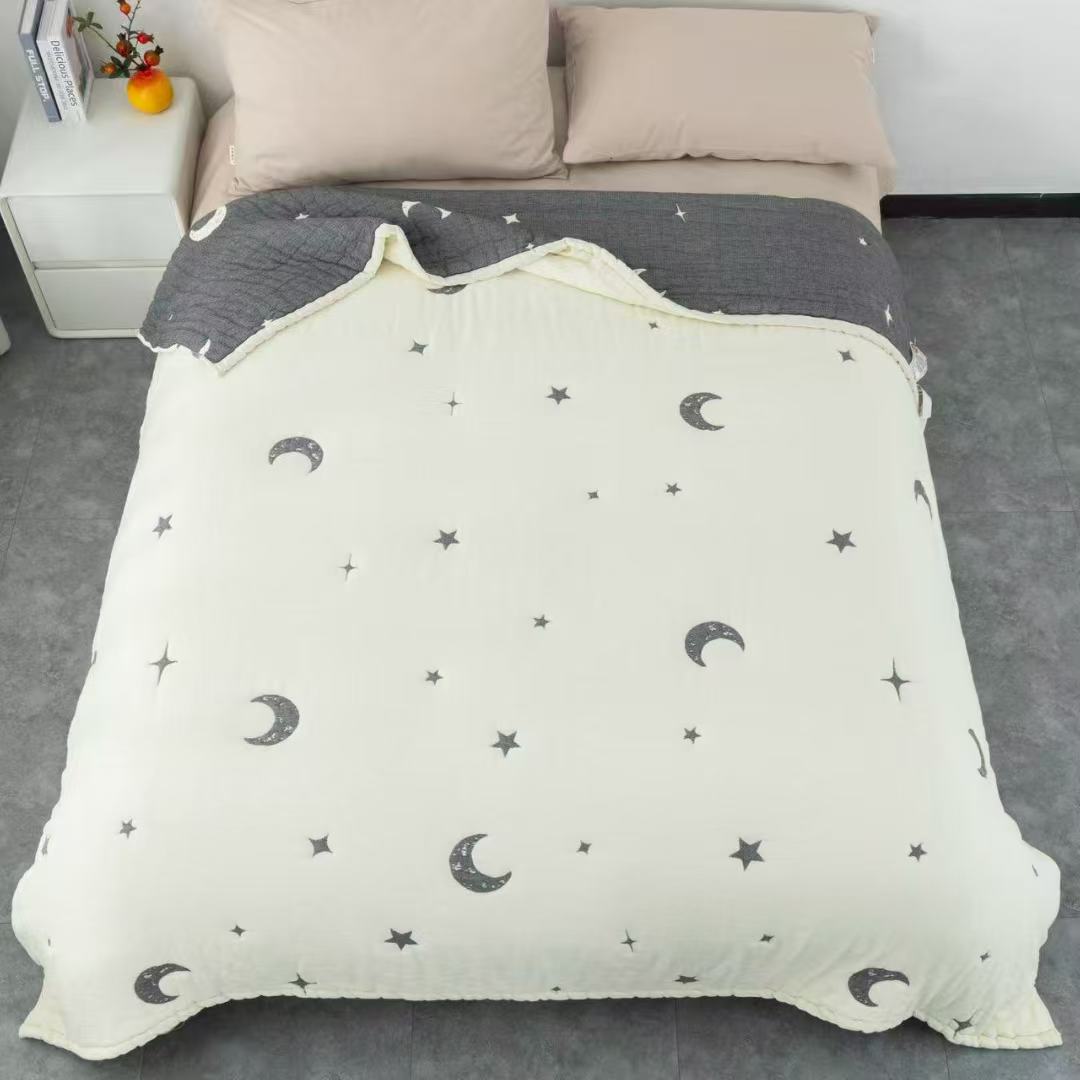 【星月】200*230cmA类柔软亲肤透气秋冬被加厚保暖棉纱泡芙被