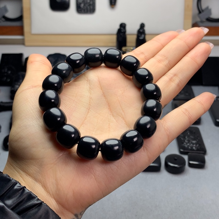 和田玉（墨玉）未镶嵌手串特价14mm